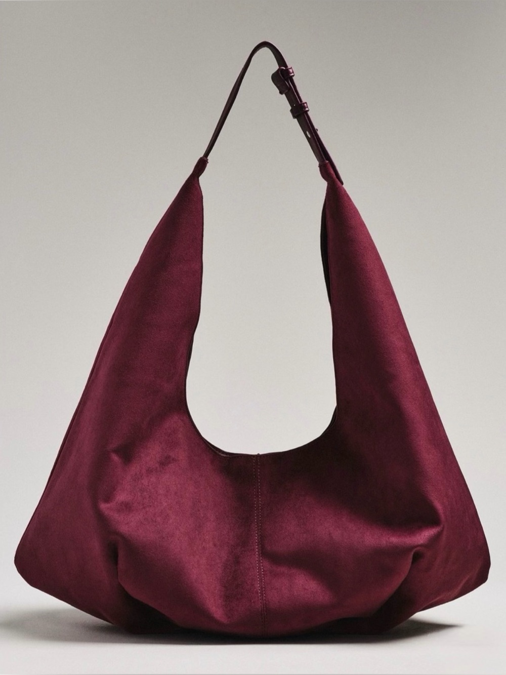 NEW WITH TAGS Anthropologie Large Faux Suede Slouchy Tote Wine Red Burgundy